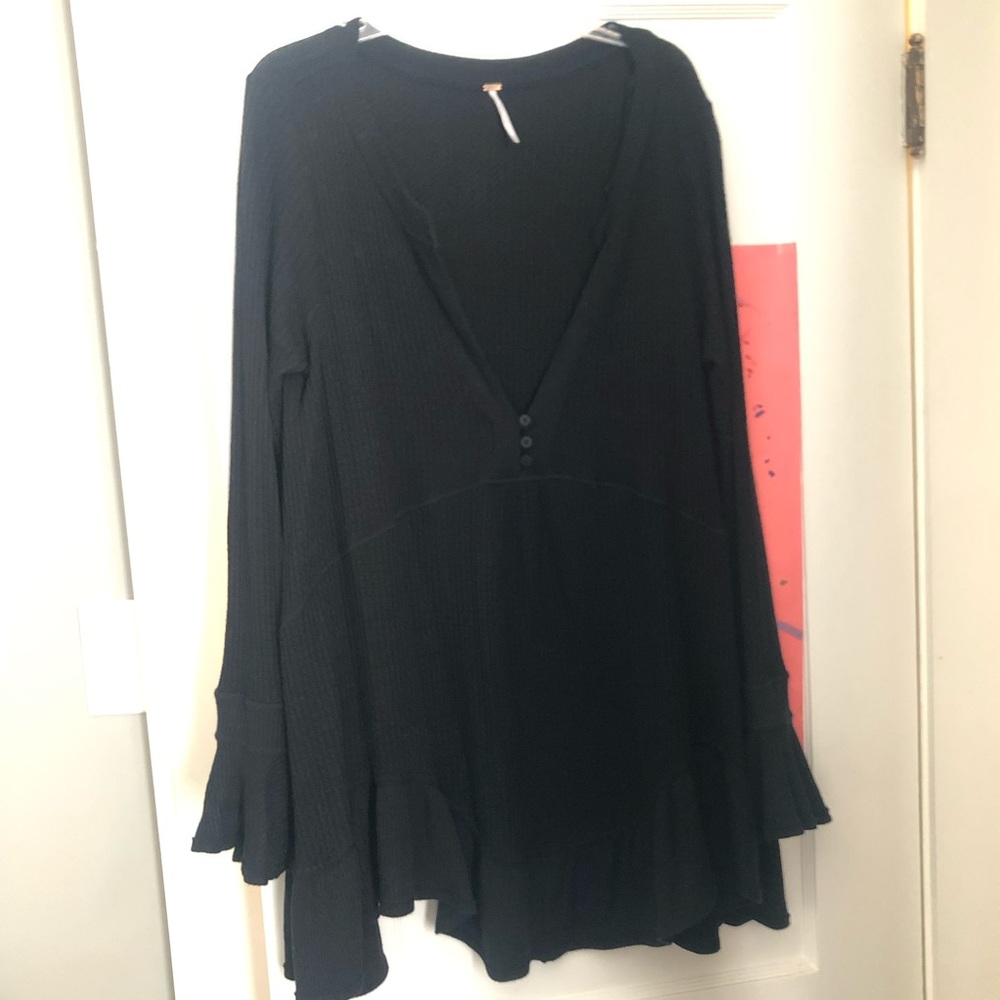 Free People Bell Sleeve Tunic/mini dress, black